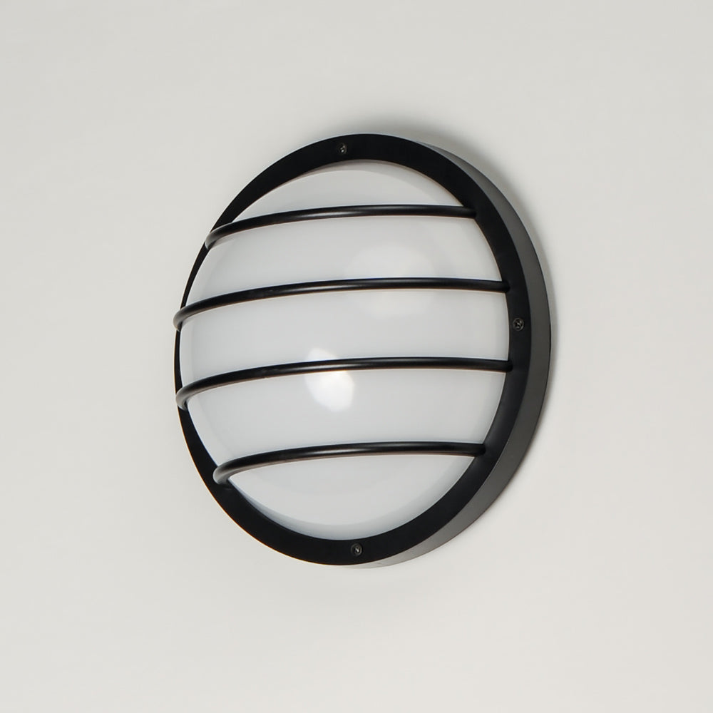 Bulwark Outdoor Round Wall Light in Detail.