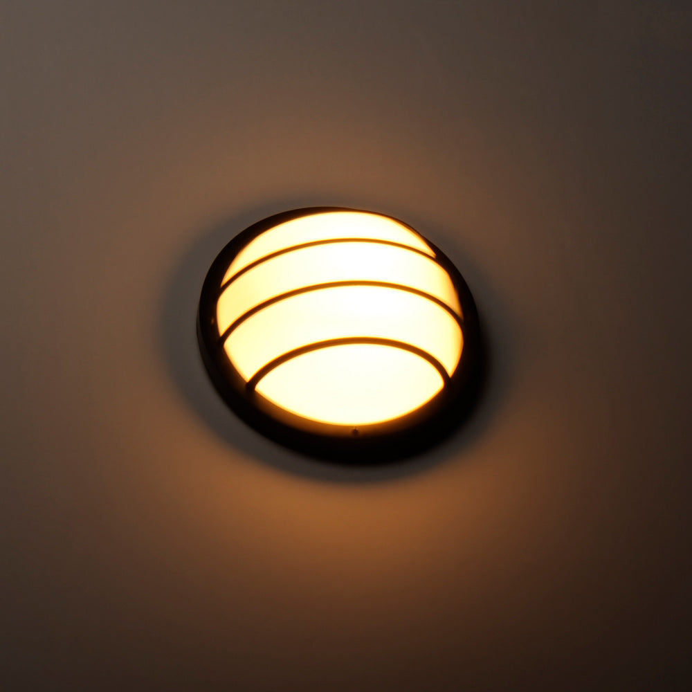 Bulwark Outdoor Round Wall Light in Detail.