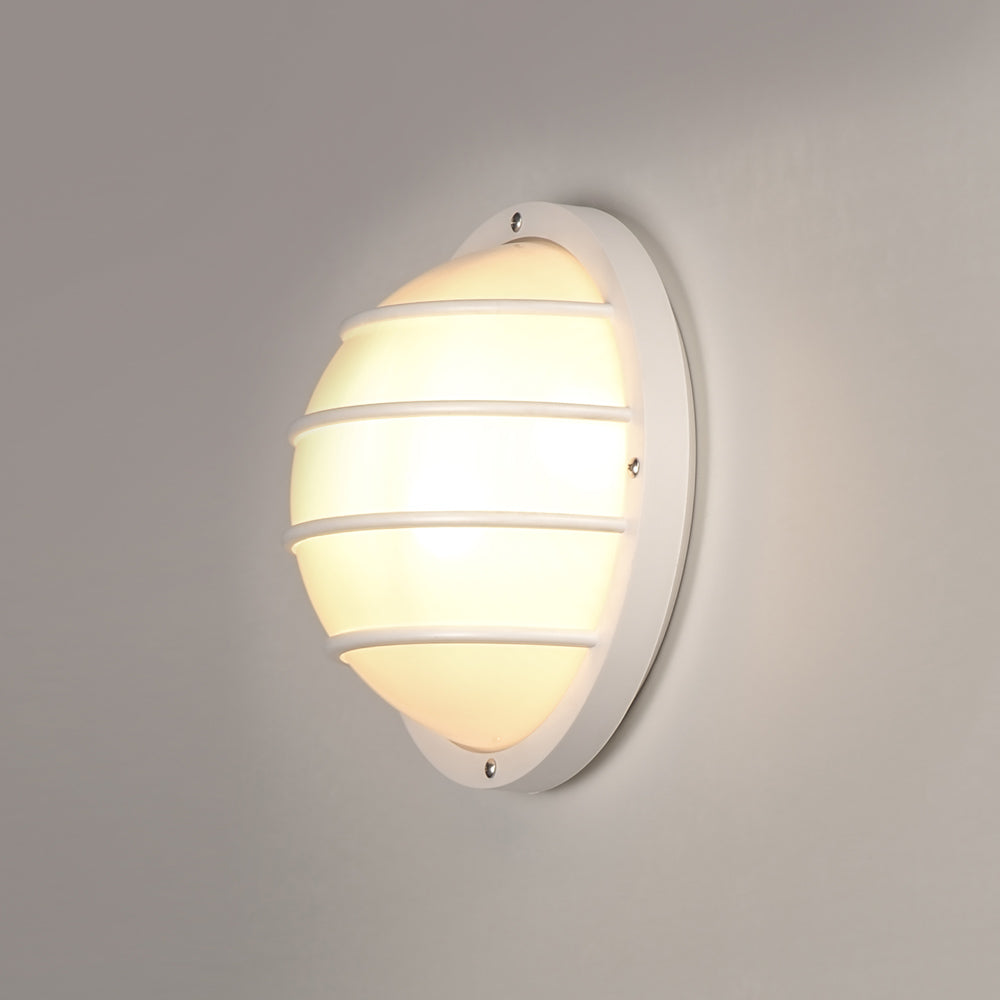 Bulwark Outdoor Round Wall Light in Detail.