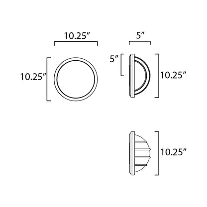 Bulwark Outdoor Round Wall Light - line drawing.