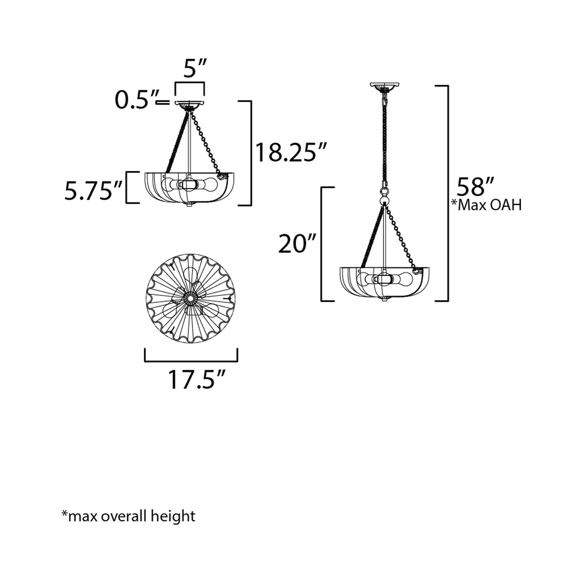 Bundt Pendant Light - line drawing.