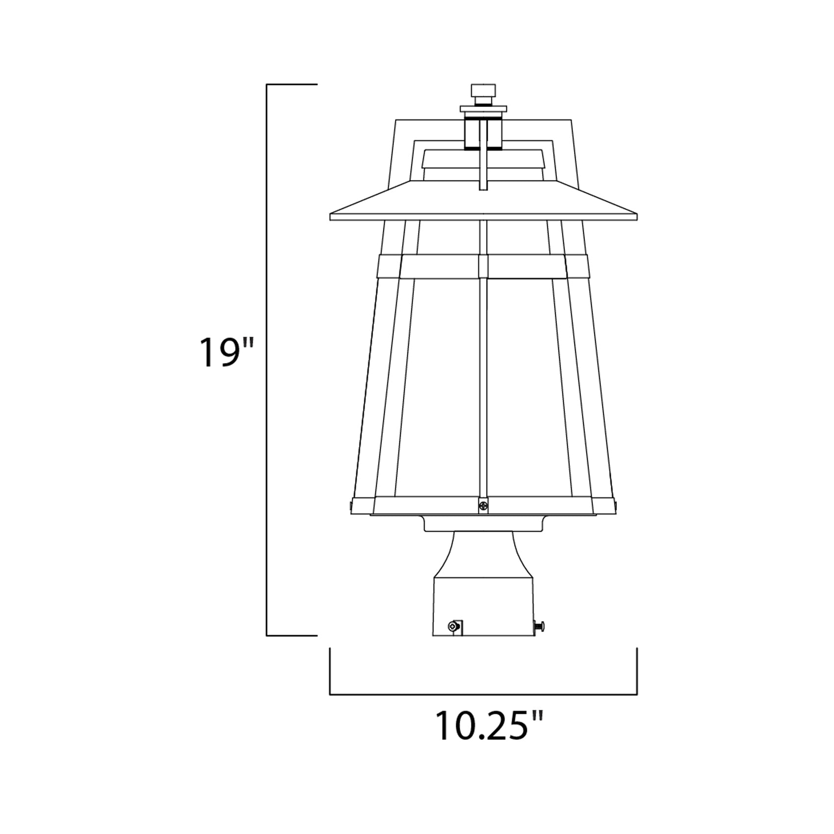 Calistoga Outdoor Post Light - line drawing.