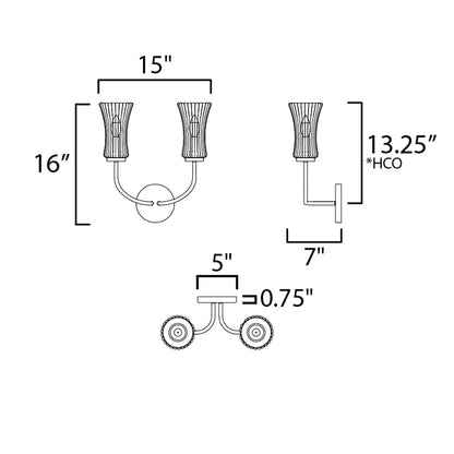 Camelot Bath Wall Light - line drawing.