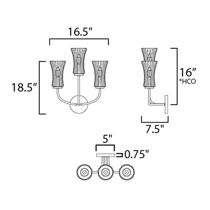 Camelot Bath Wall Light - line drawing.