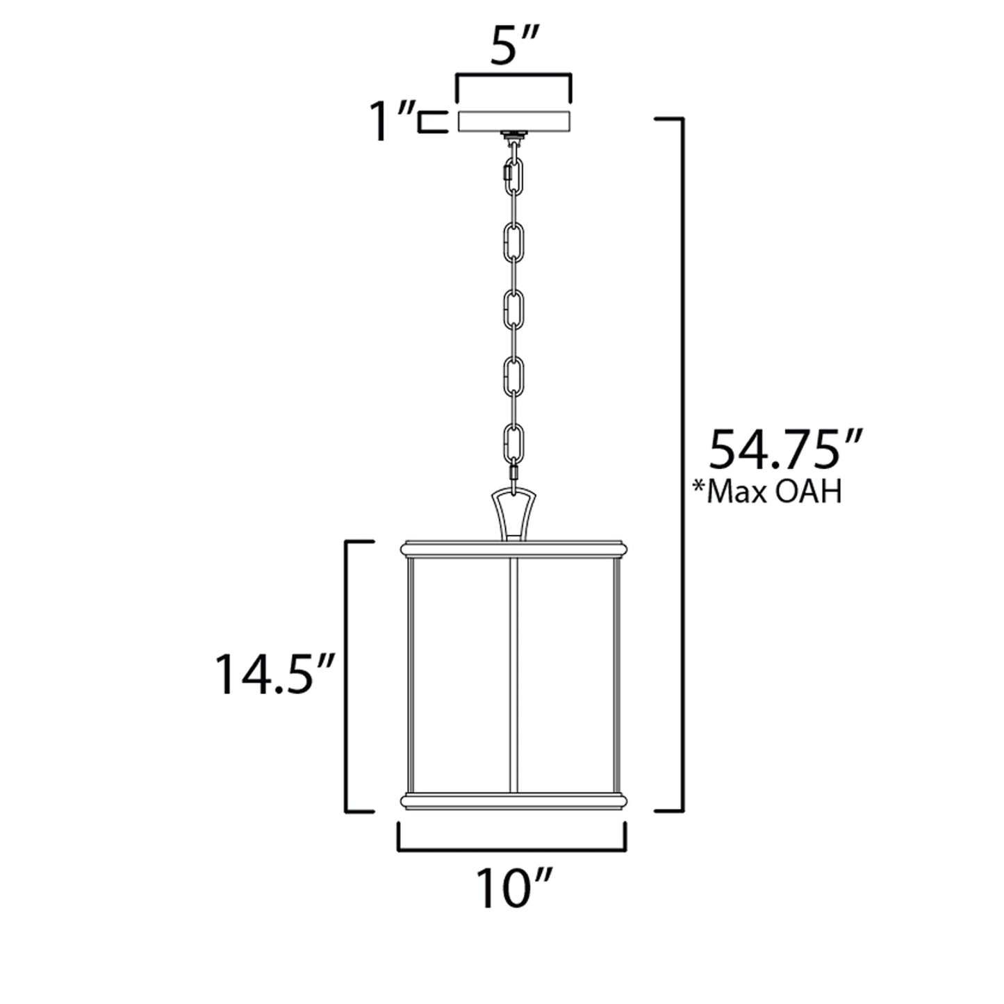 Cane Pendant Light - line drawing.