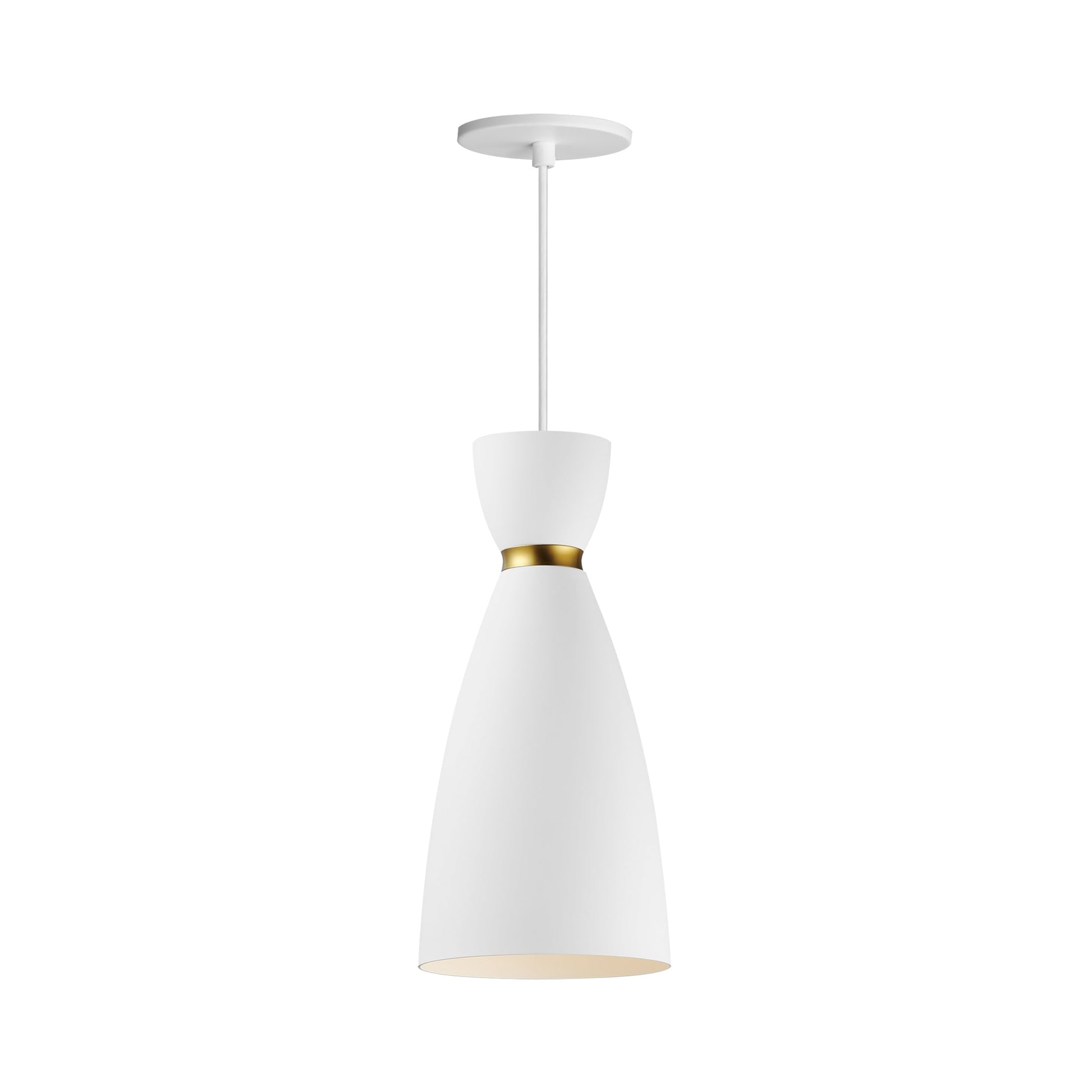 Carillon Pendant Light in White/Satin Brass (7-Inch).