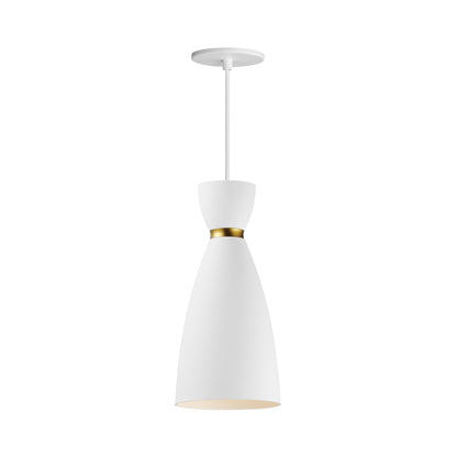 Carillon Pendant Light in White/Satin Brass (7-Inch).