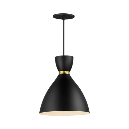 Carillon Pendant Light in Black/Satin Brass (10.5-Inch).