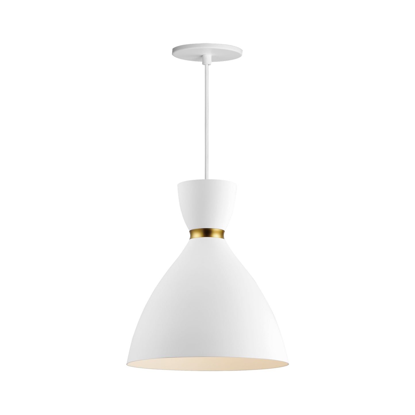 Carillon Pendant Light in White/Satin Brass (10.5-Inch).