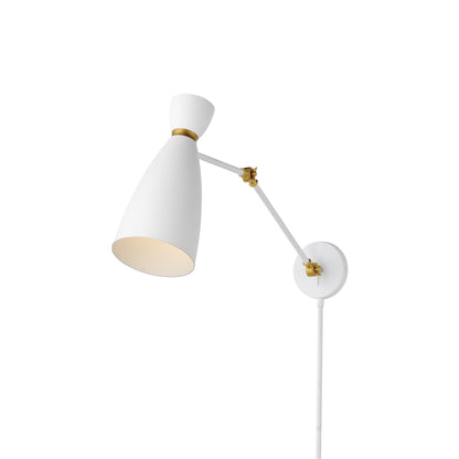 Carillon Wall Light in White/Satin Brass.