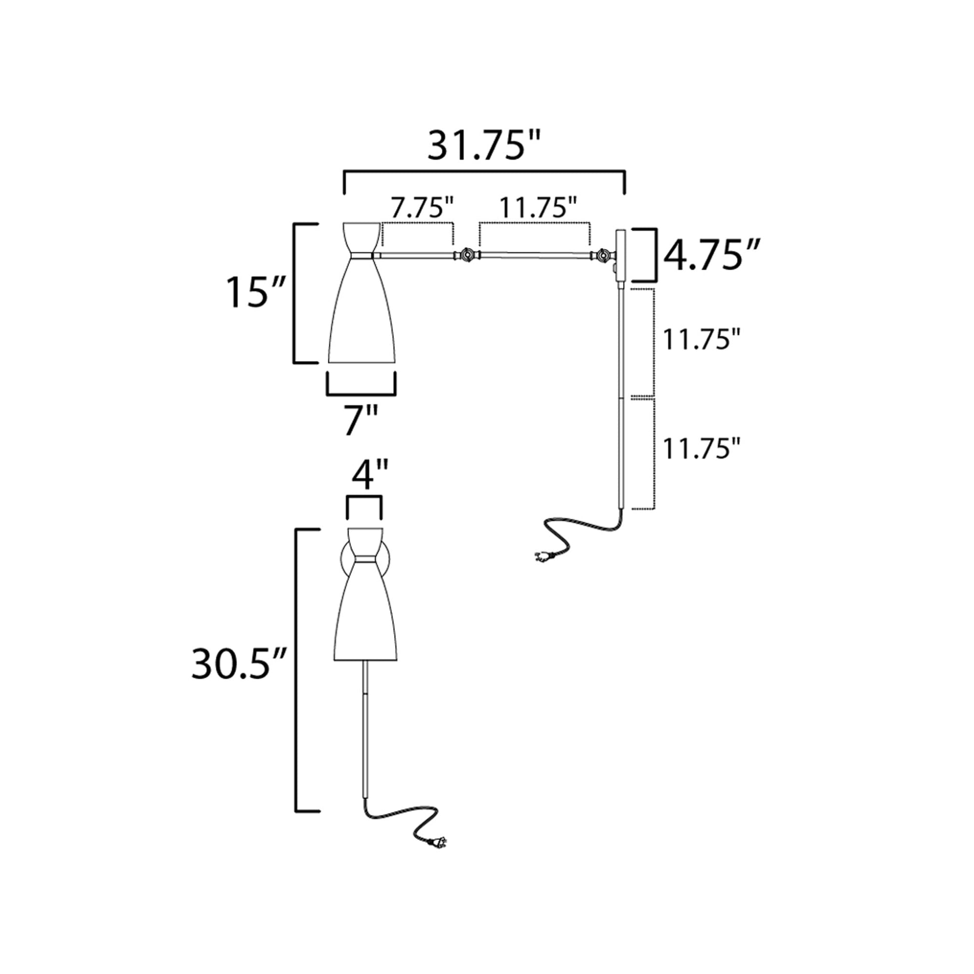 Carillon Wall Light - line drawing.