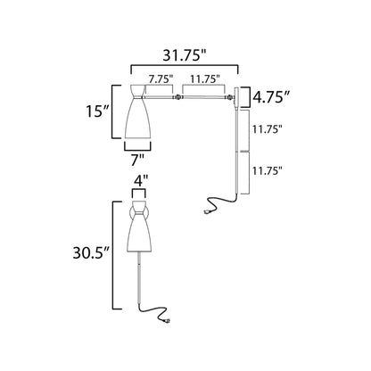 Carillon Wall Light - line drawing.