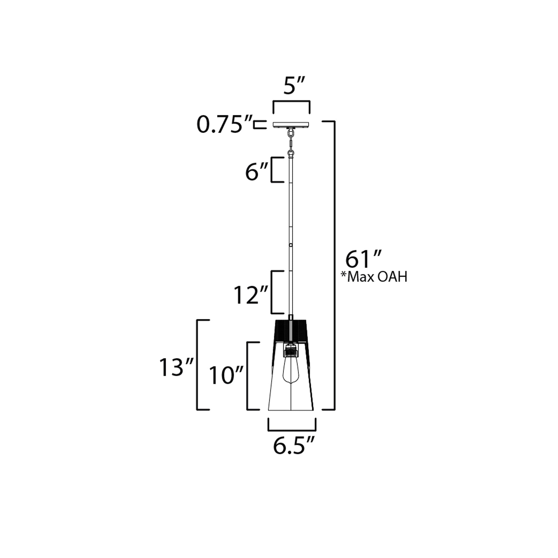 Carpenter Mini Pendant Light - line drawing.