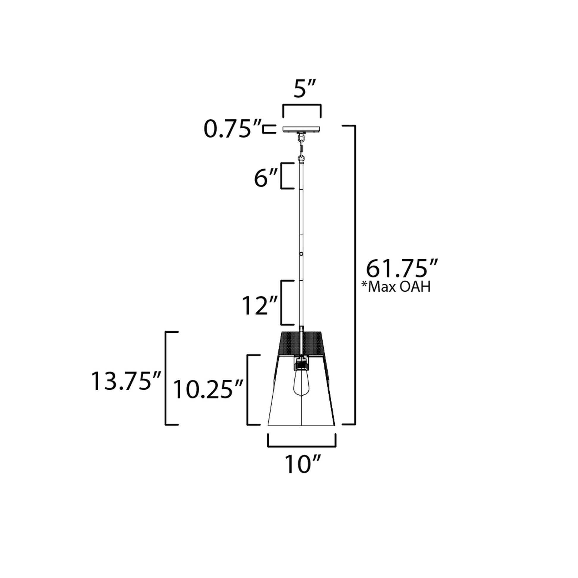 Carpenter Mini Pendant Light - line drawing.