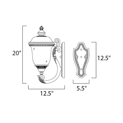 Carriage House Outdoor Clear Glass Wall Light - line drawing.