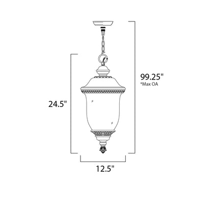 Carriage House Outdoor Pendant Light - line drawing.