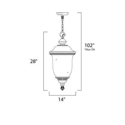 Carriage House Outdoor Pendant Light - line drawing.
