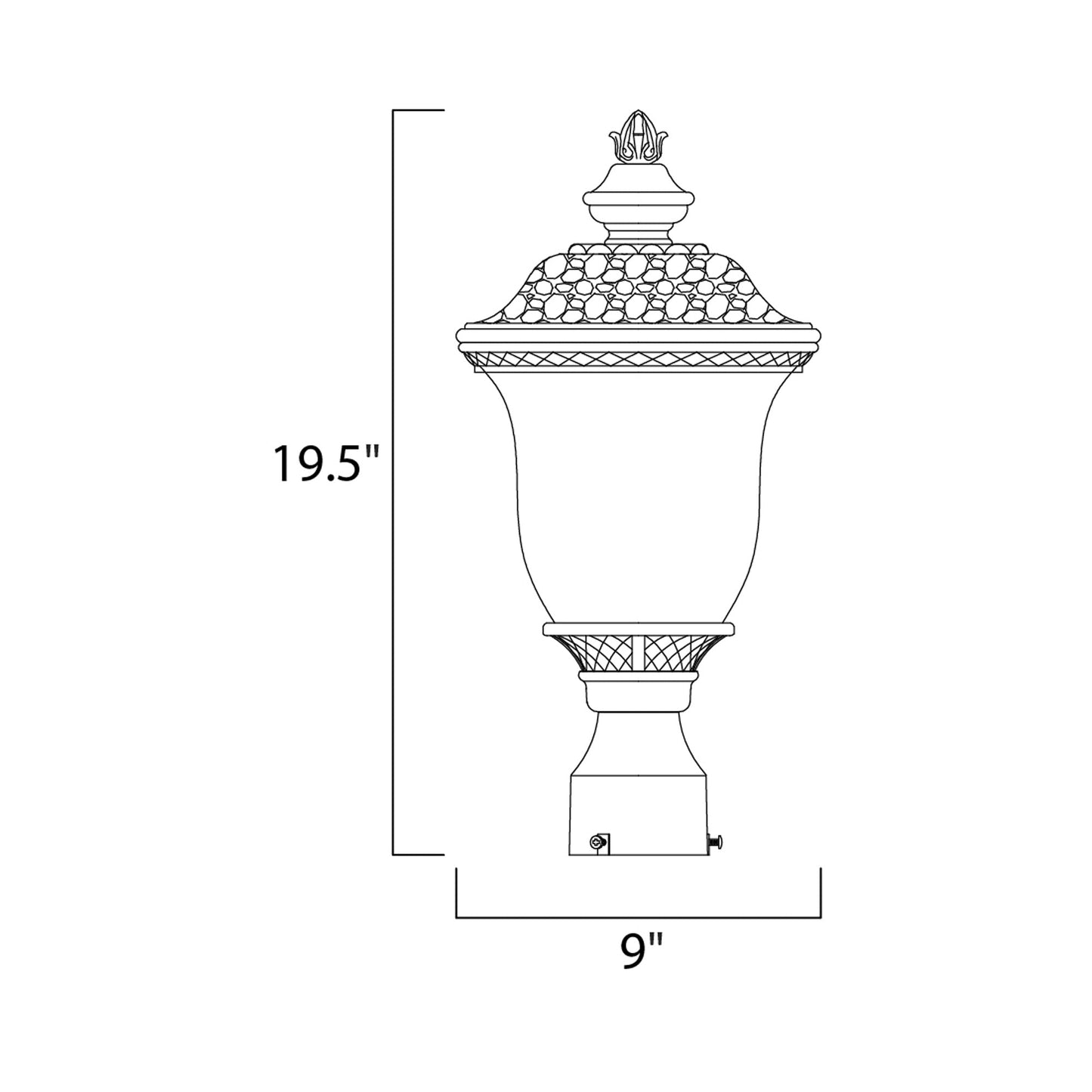Carriage House Outdoor Post Light - line drawing.