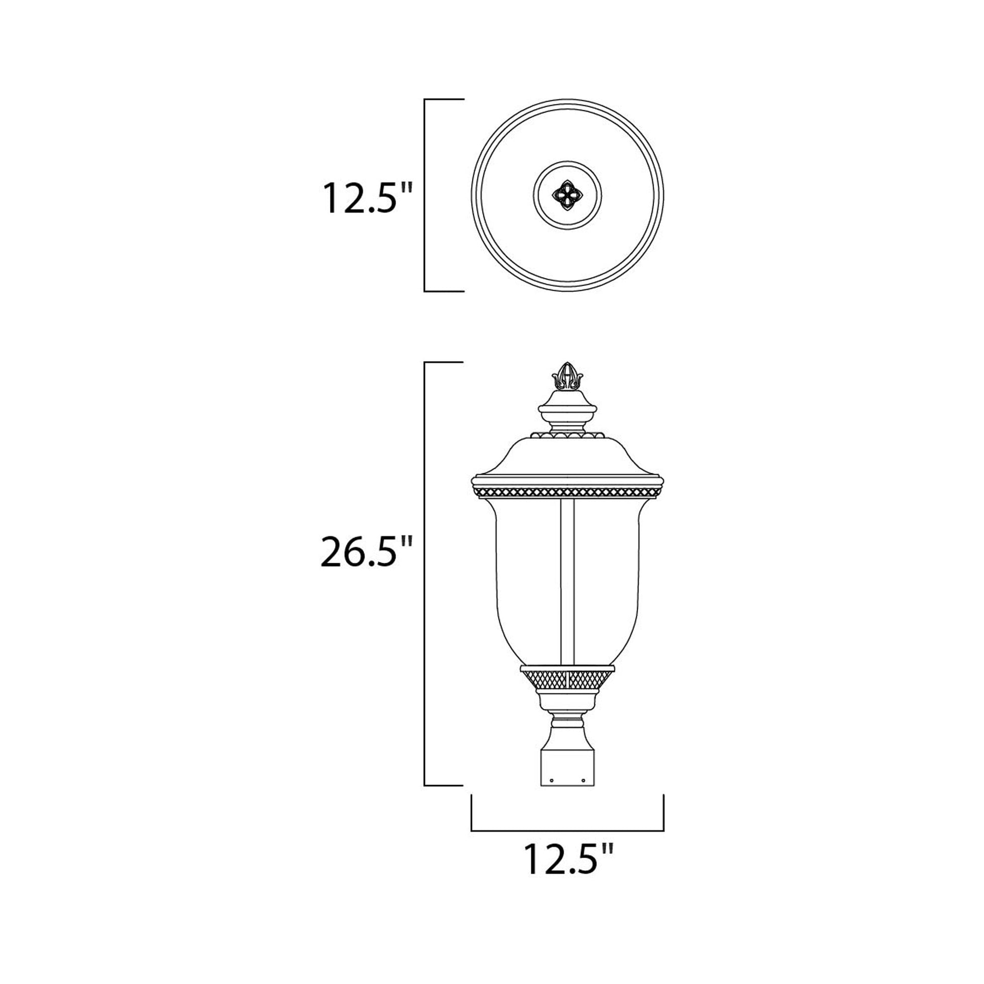 Carriage House Outdoor Post Light - line drawing.