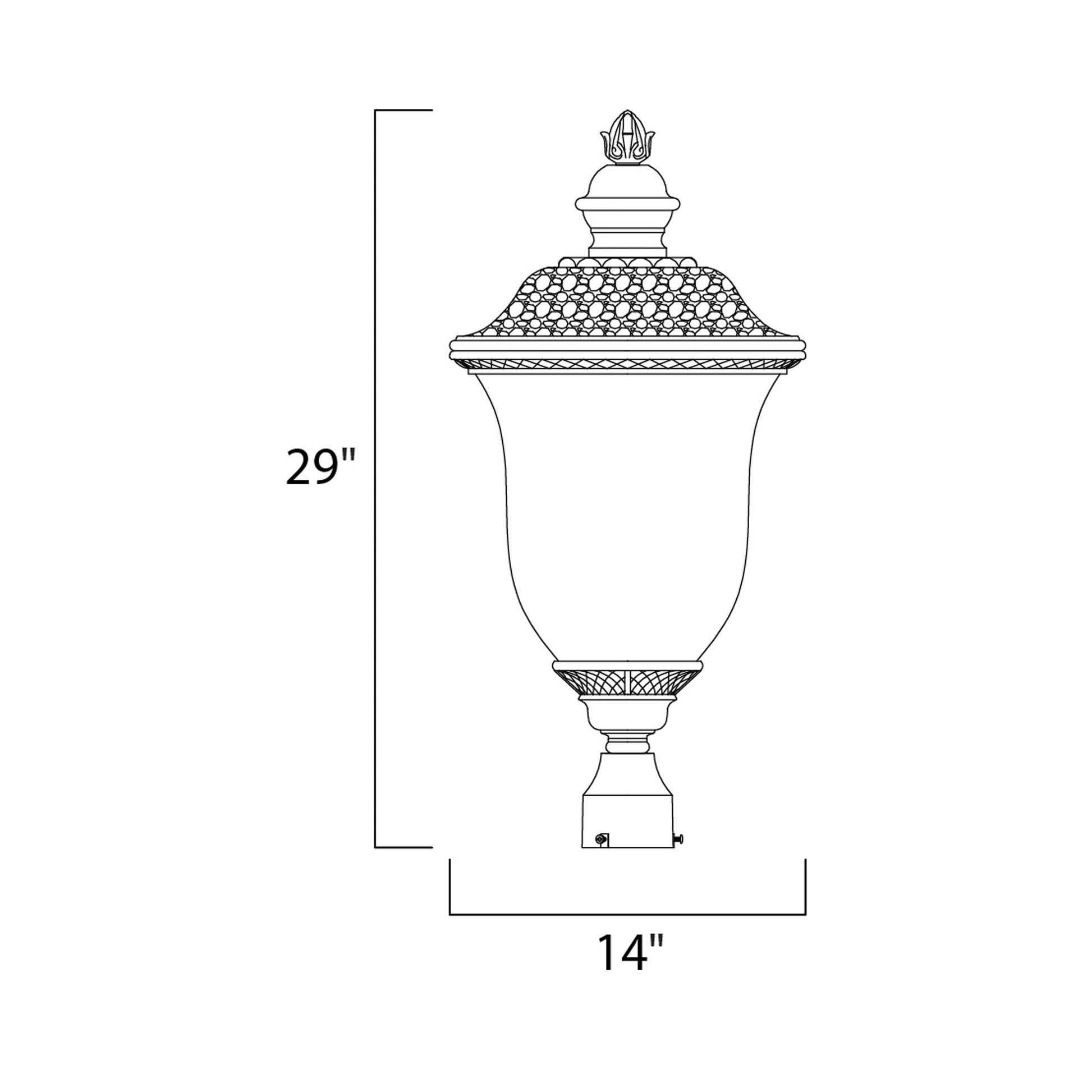 Carriage House Outdoor Post Light - line drawing.