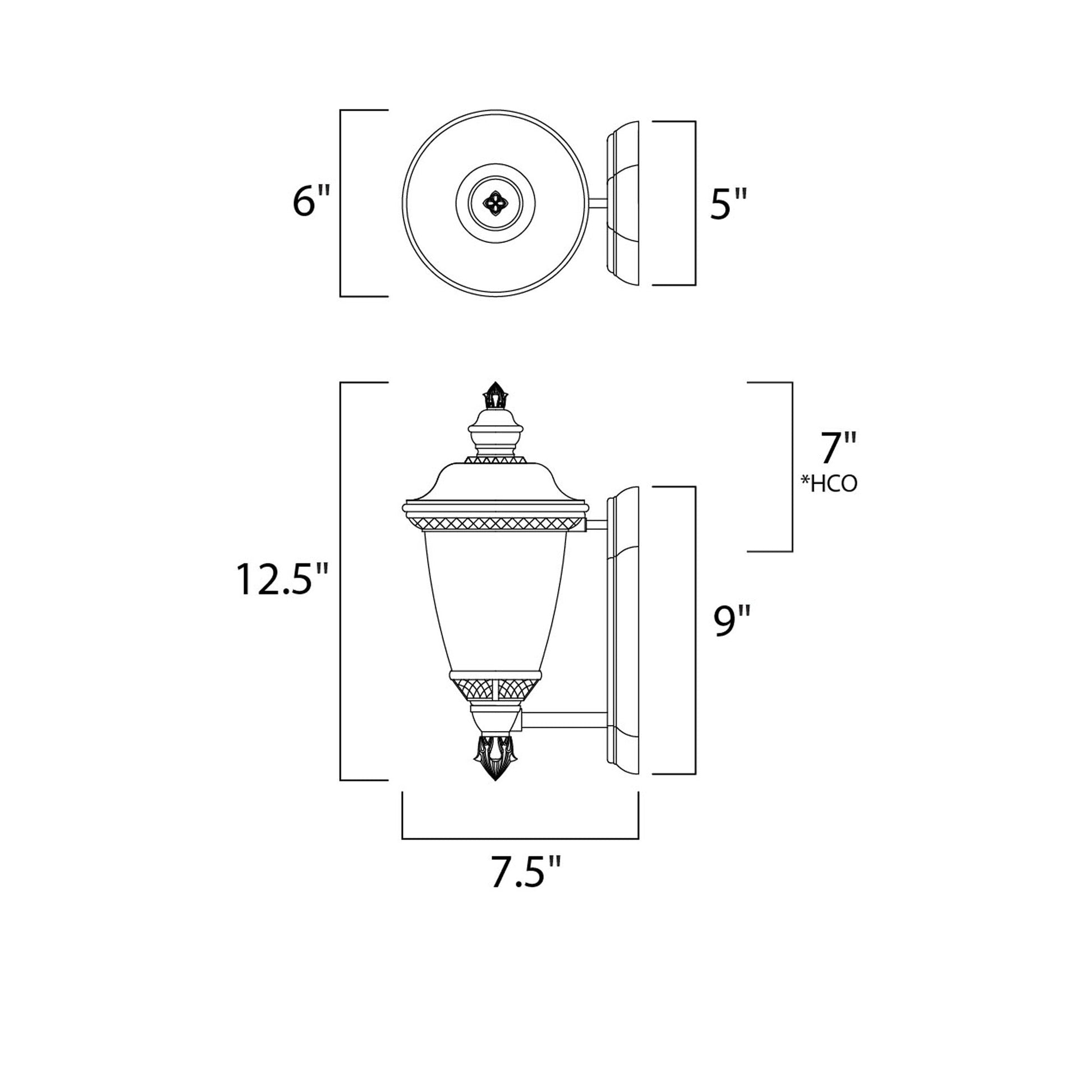 Carriage House Outdoor Wall Light - line drawing.