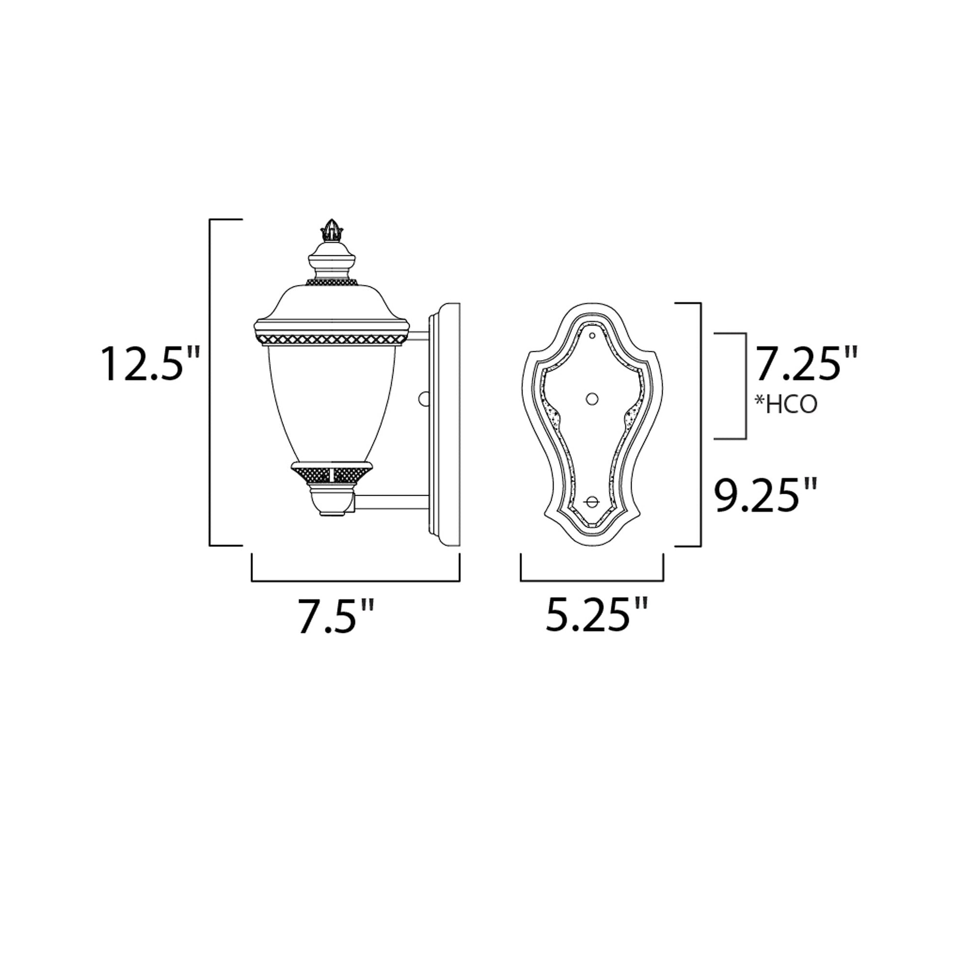 Carriage House Outdoor Wall Light - line drawing.