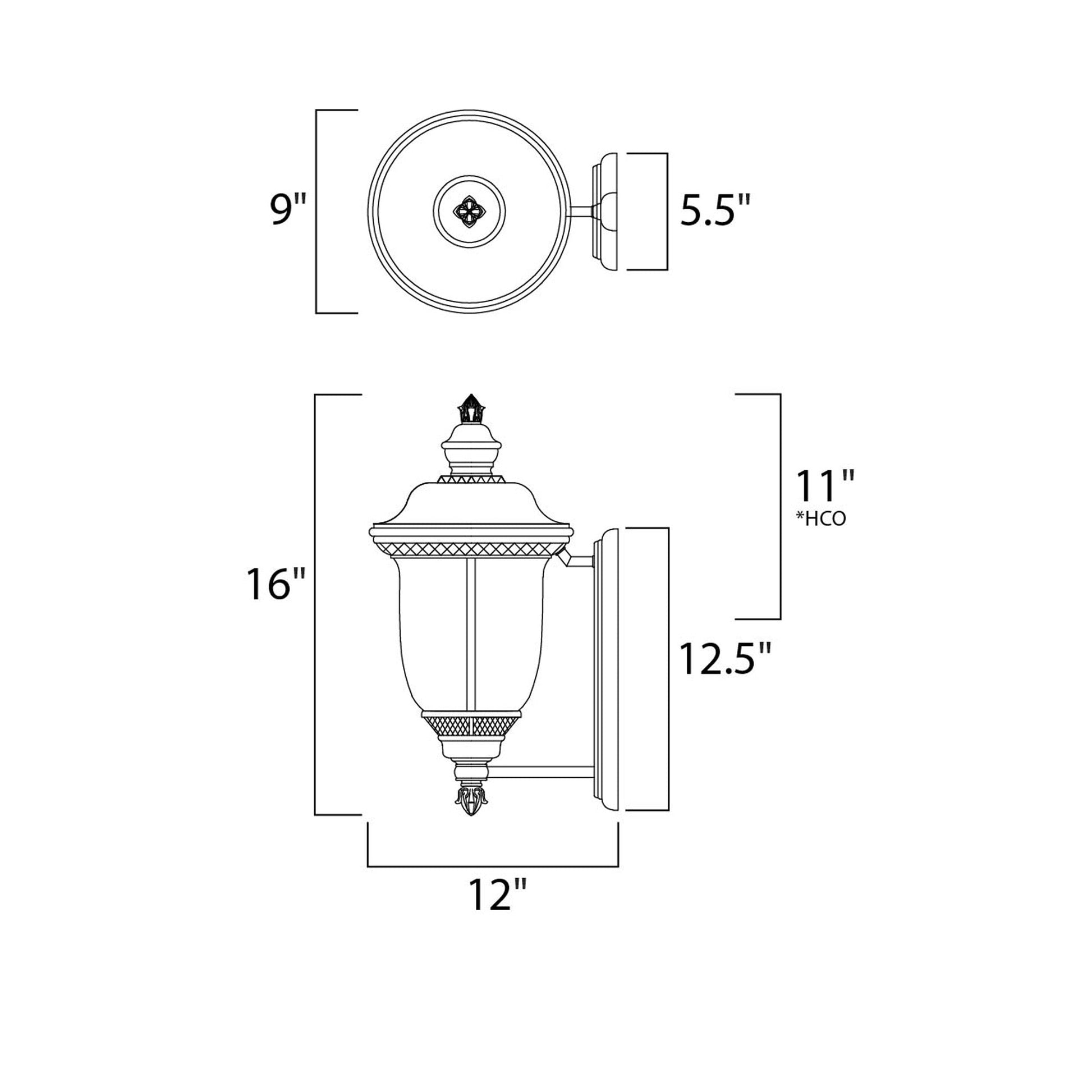 Carriage House Outdoor Wall Light - line drawing.