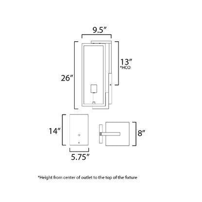 Catalina Outdoor Wall Light - line drawing.