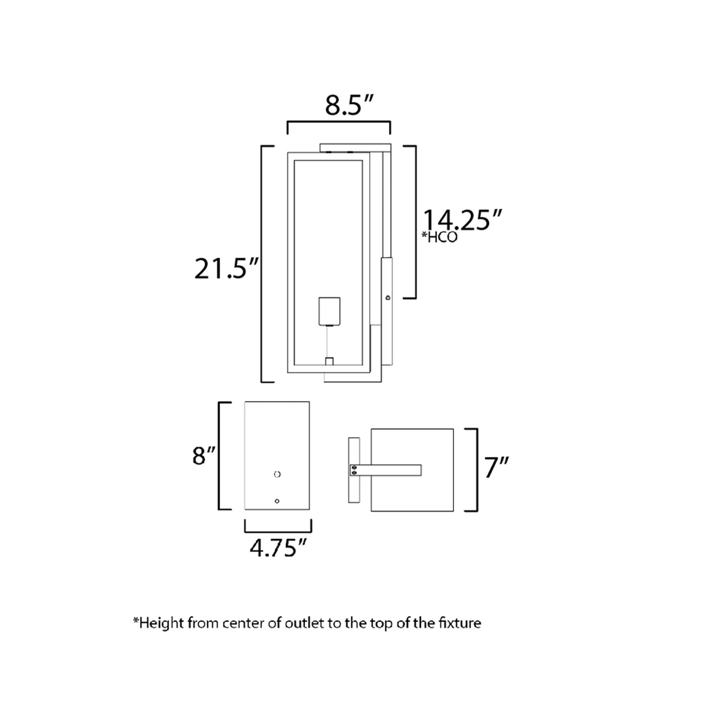 Catalina Outdoor Wall Light - line drawing.
