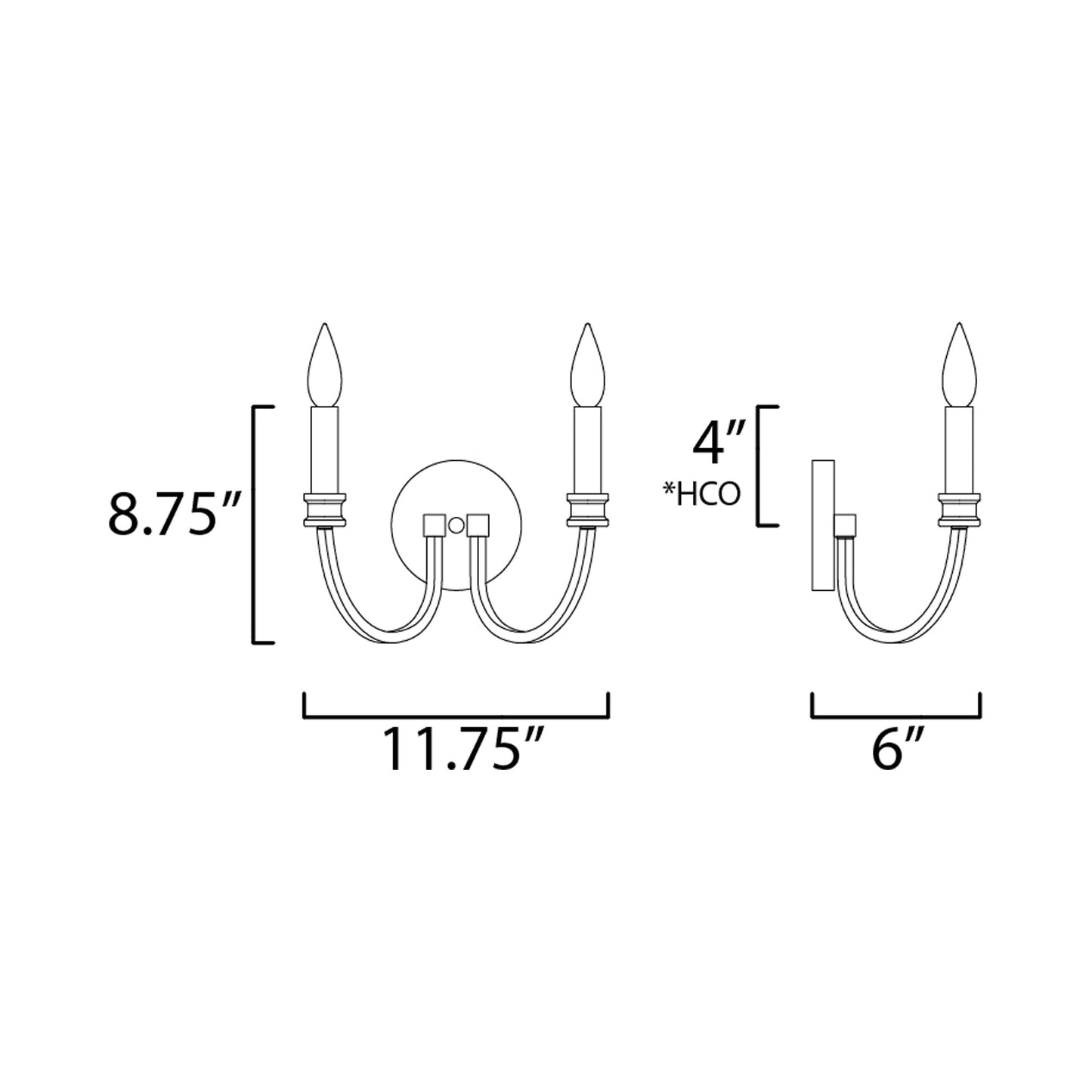 Charlton Bath Wall Light - line drawing.