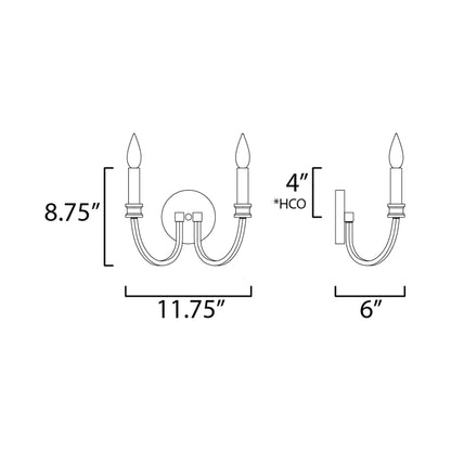 Charlton Bath Wall Light - line drawing.
