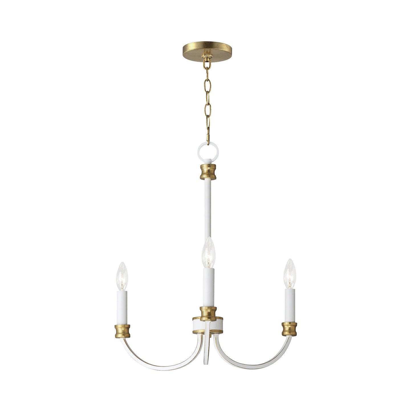 Charlton Chandelier in Weathered White/Gold Leaf (3-Light).