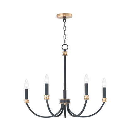 Charlton Chandelier in Black/Antique Brass (5-Light).