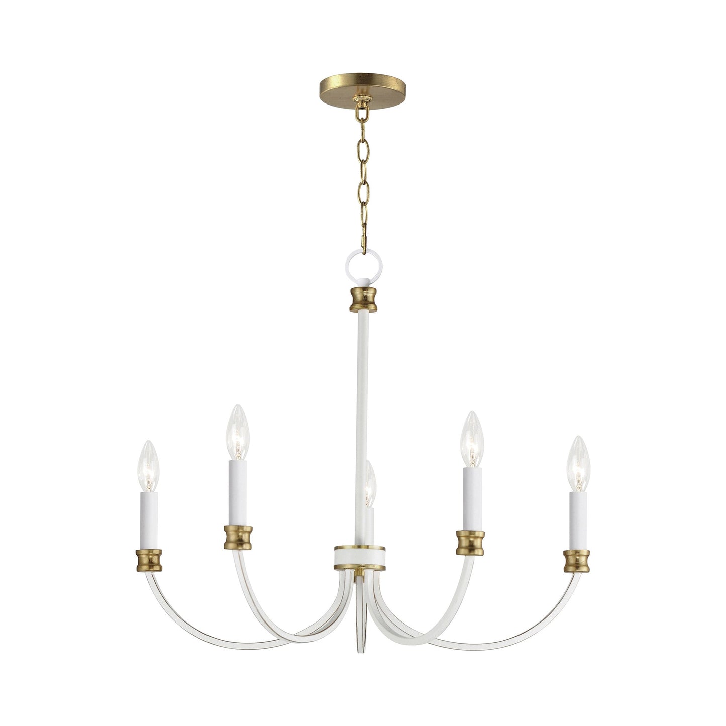 Charlton Chandelier in Weathered White/Gold Leaf (5-Light).