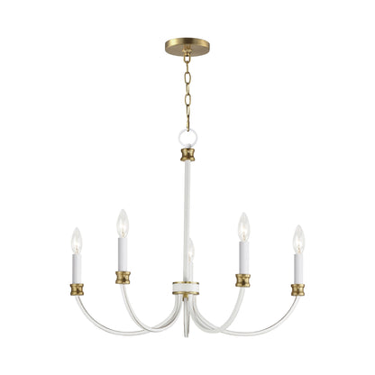 Charlton Chandelier in Weathered White/Gold Leaf (5-Light).