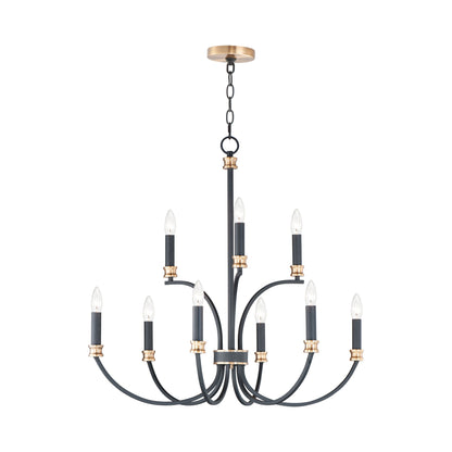 Charlton Chandelier in Black/Antique Brass (9-Light).