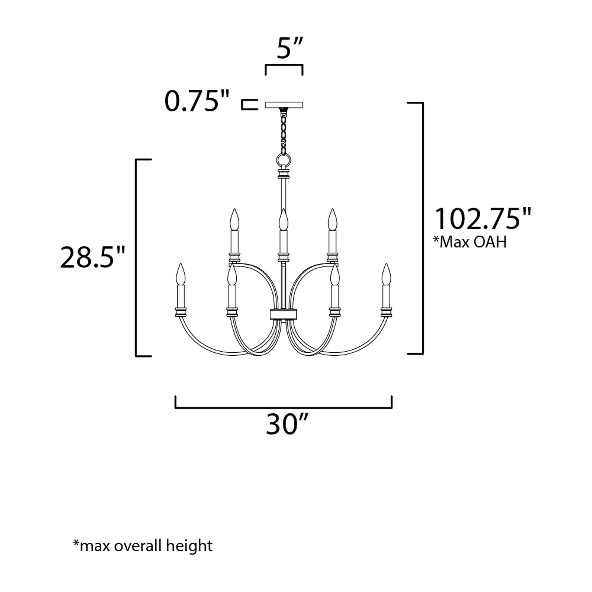 Charlton Chandelier - line drawing.