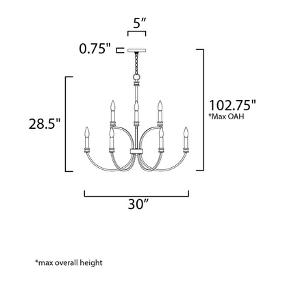 Charlton Chandelier - line drawing.