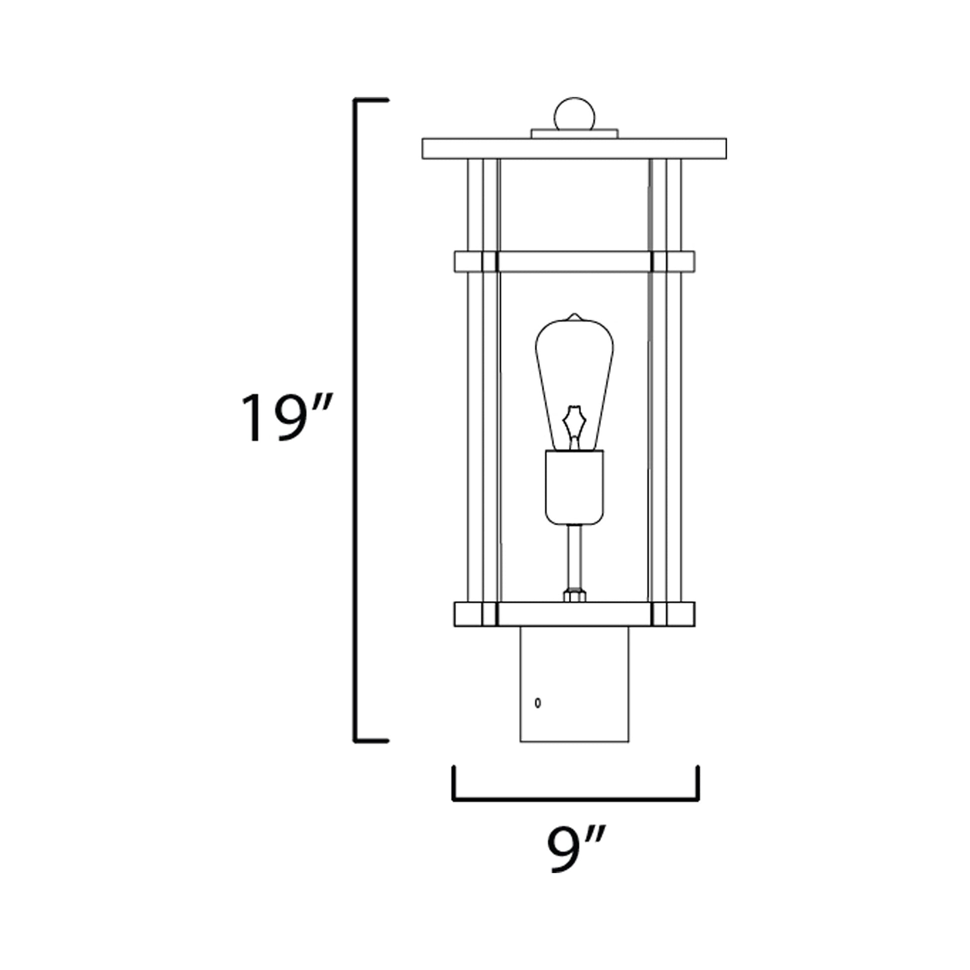 Clyde Outdoor Post Light - line drawing.