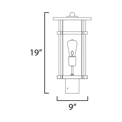 Clyde Outdoor Post Light - line drawing.