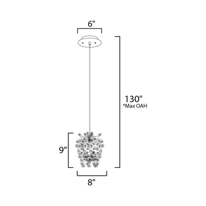 Comet Mini Pendant Light - line drawing.