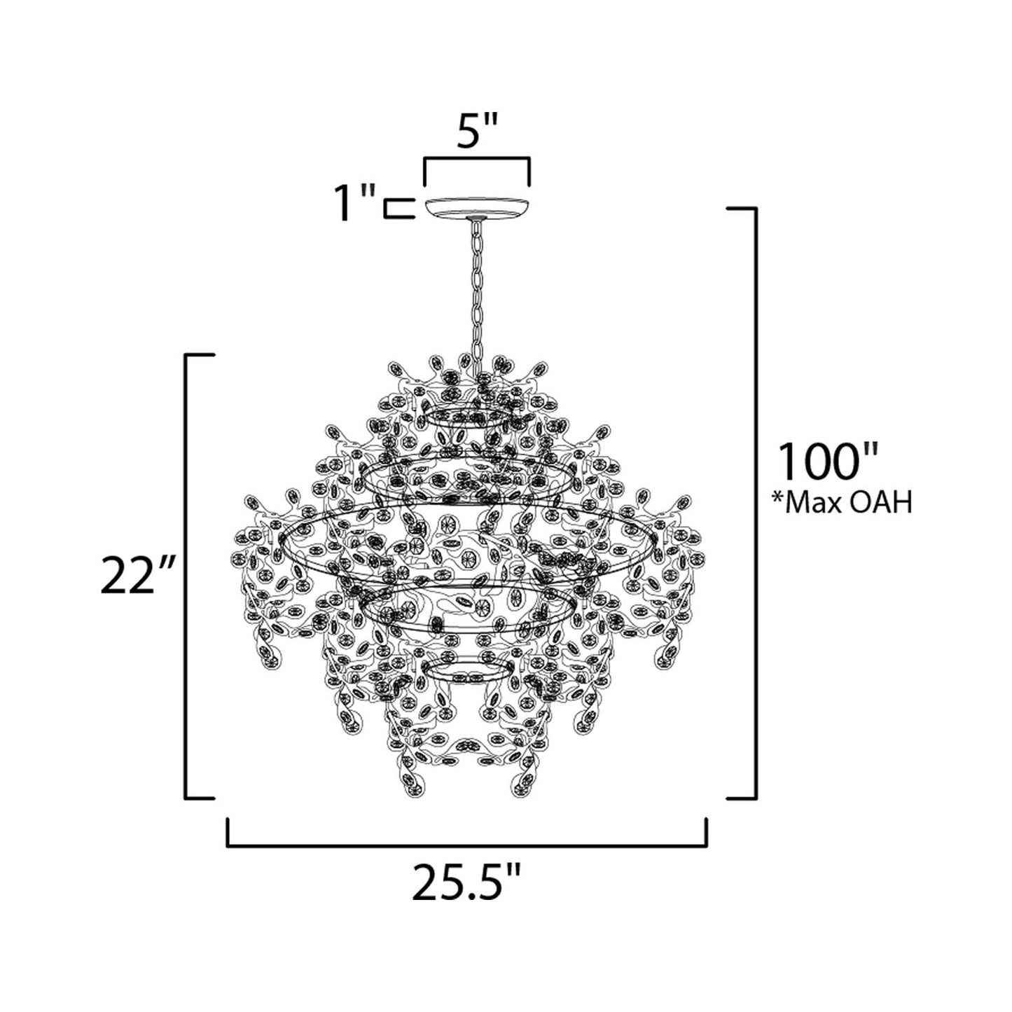 Comet Pendant Light - line drawing.