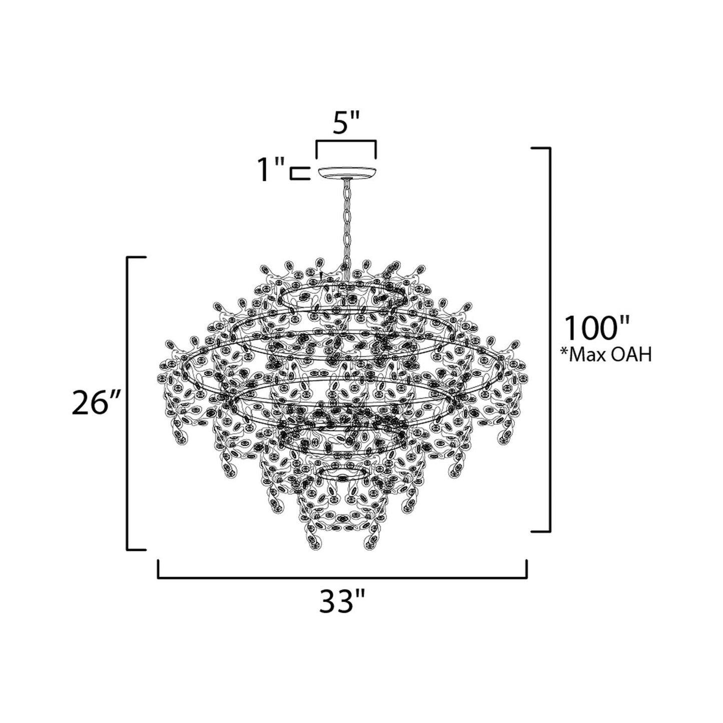 Comet Pendant Light - line drawing.