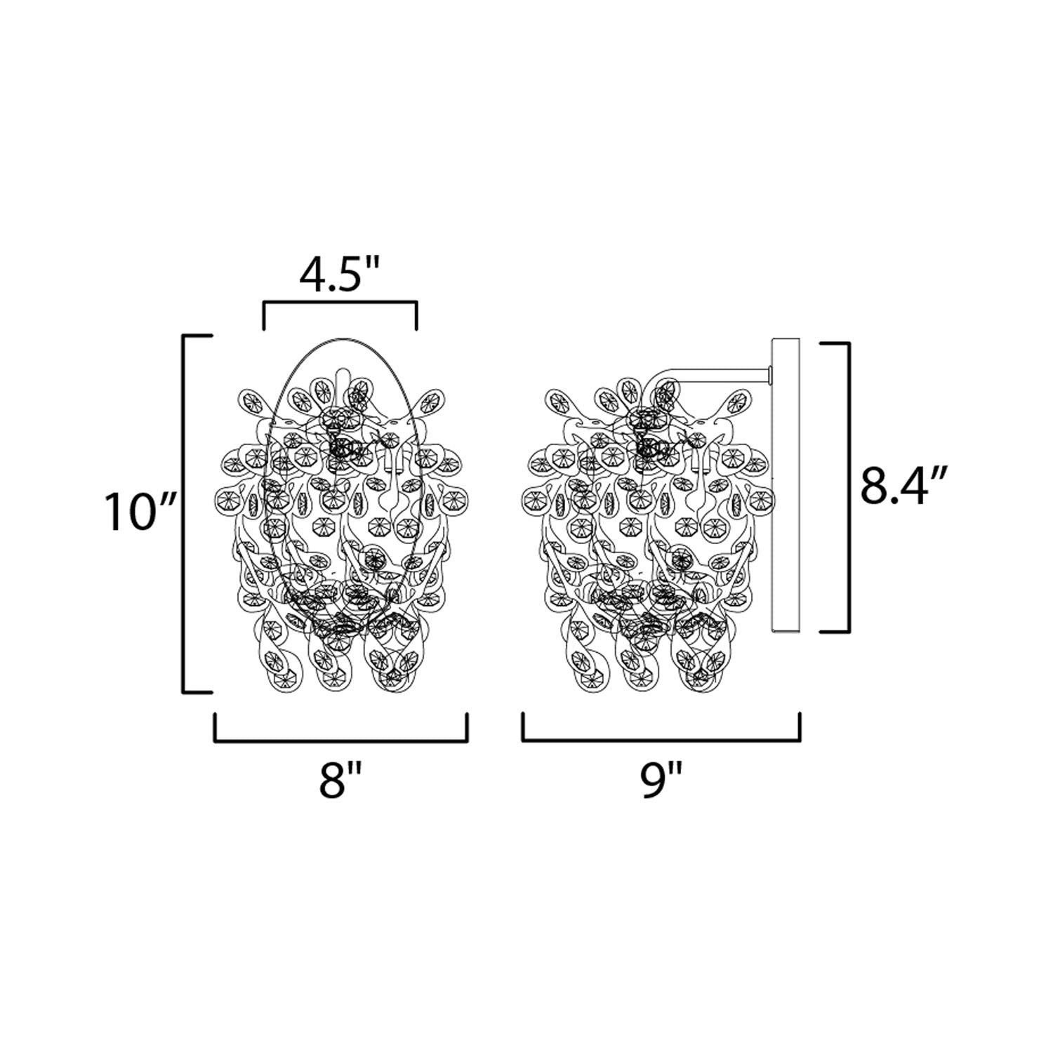 Comet Wall Light - line drawing.