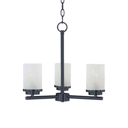 Corona Chandelier in Black (3-Light/Frosted Glass).