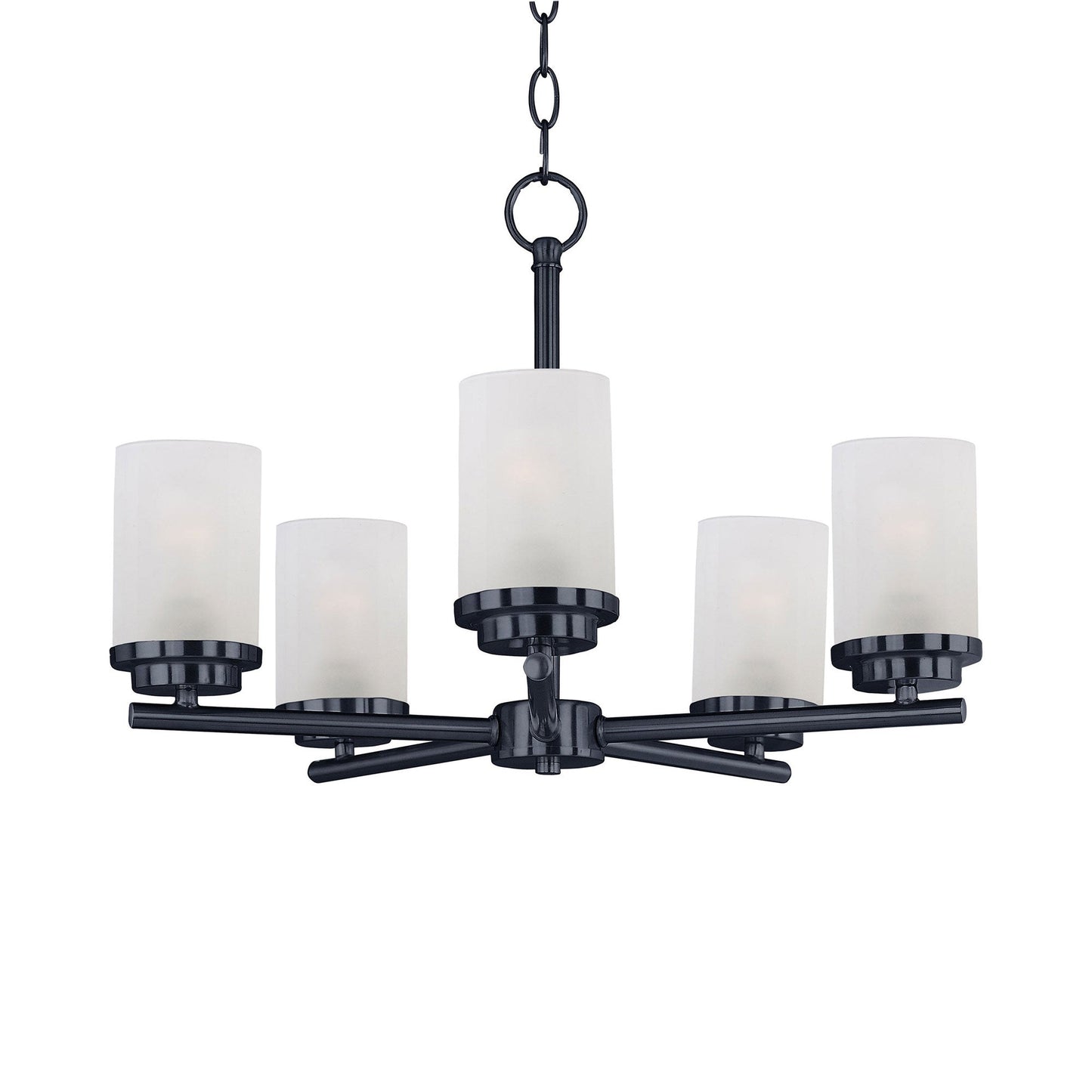 Corona Chandelier in Black (5-Light/Frosted Glass).