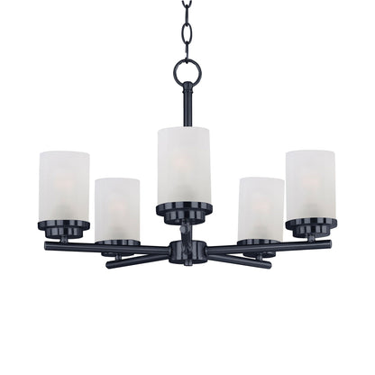 Corona Chandelier in Black (5-Light/Frosted Glass).