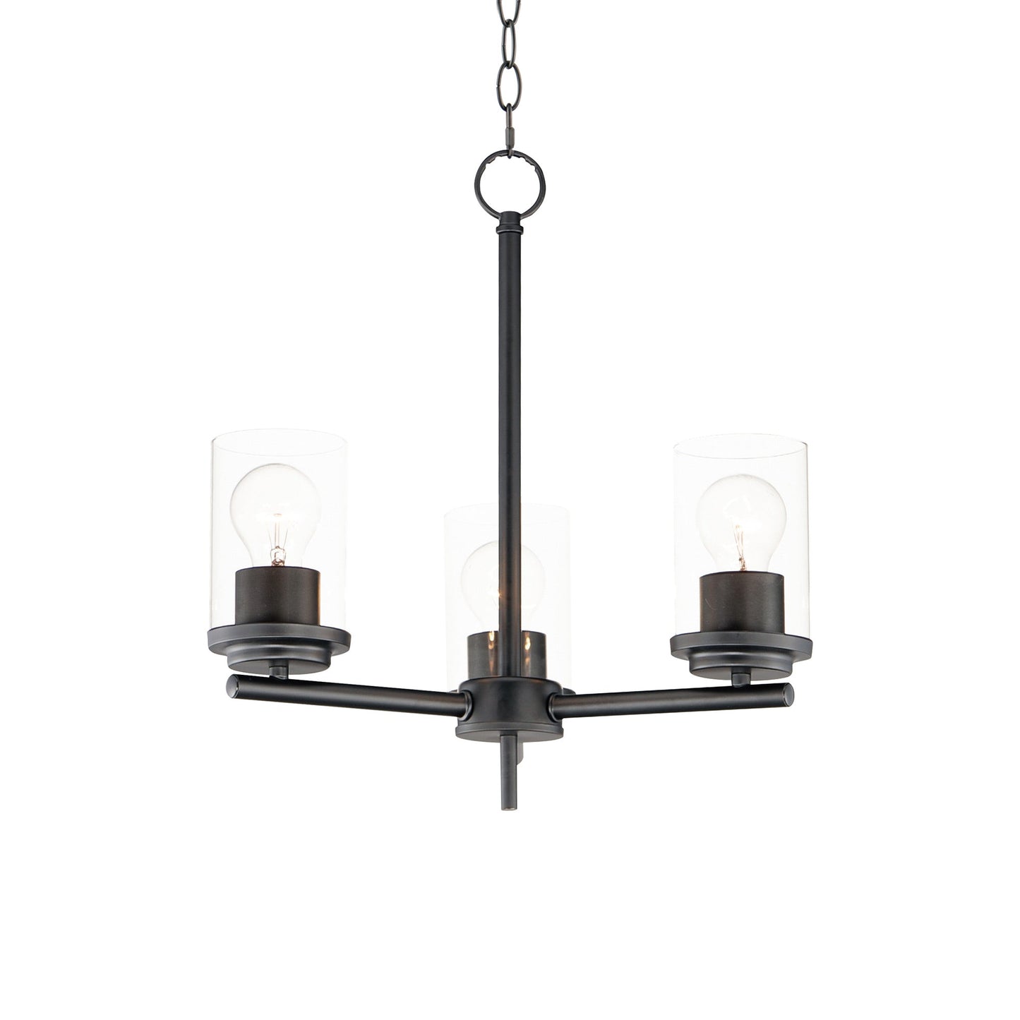 Corona Chandelier in Black (3-Light/Clear Glass).