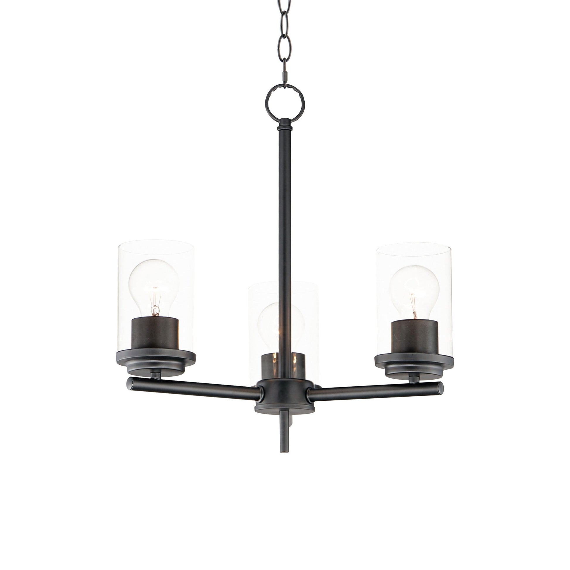 Corona Chandelier in Black (3-Light/Clear Glass).
