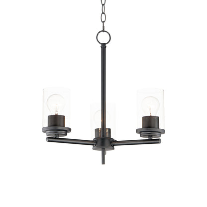 Corona Chandelier in Black (3-Light/Clear Glass).